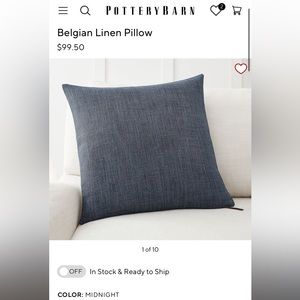 Belgian Linen 24” Pottery Barn Pillow Cover
